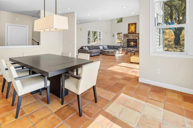 95 Longhorn Ridge Road &ndash; Living room with stone fireplace