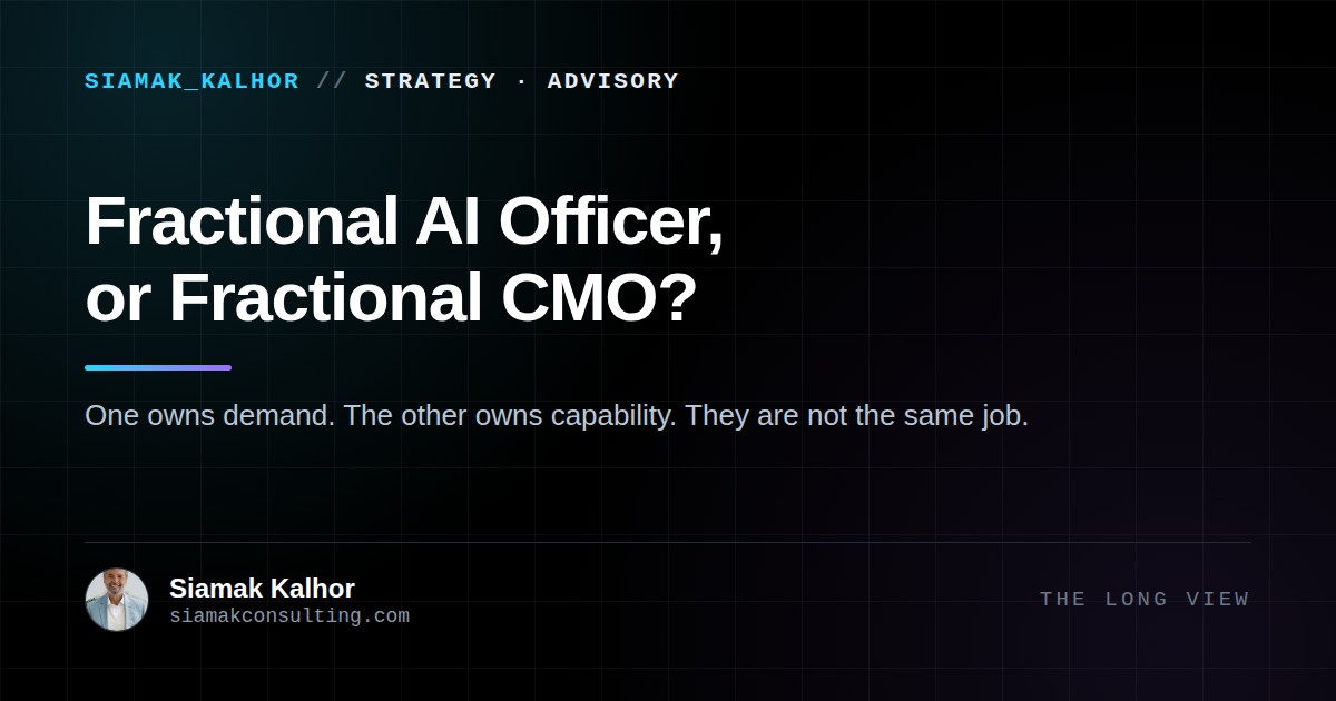 Cover image for the article: Fractional AI Officer or Fractional CMO?