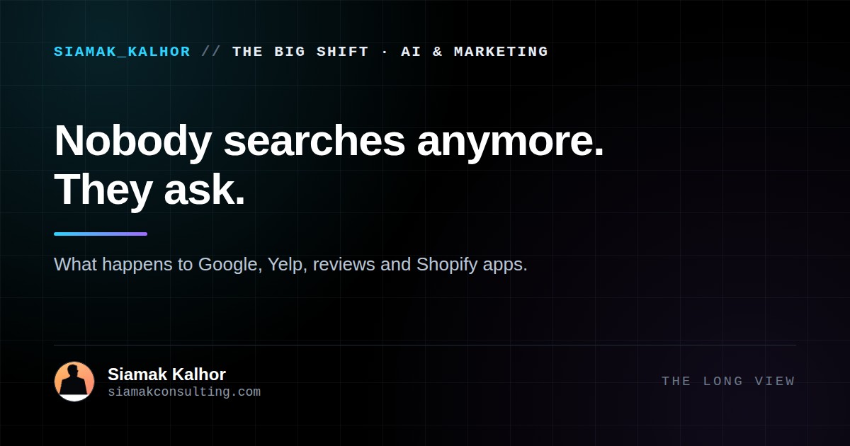 Cover image for the article: Nobody Searches Anymore. They Ask. Here's Who Survives.