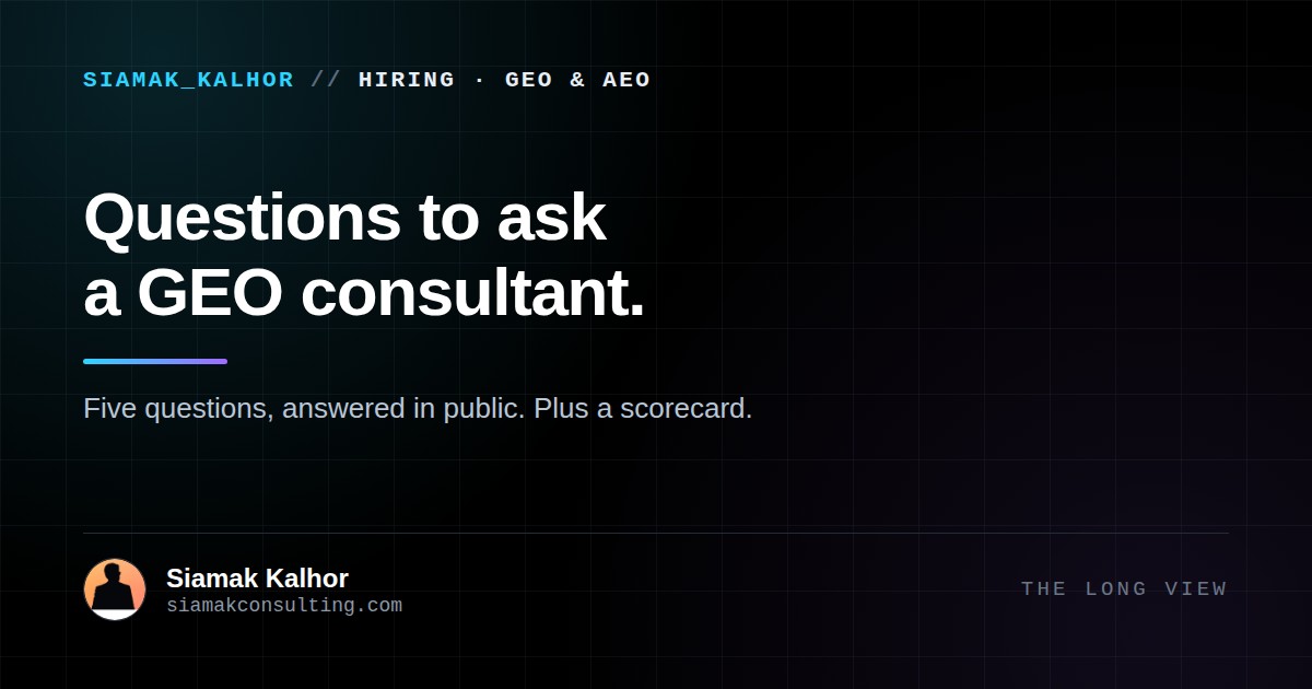 Cover image for the article: Questions to Ask a GEO Consultant Before You Hire