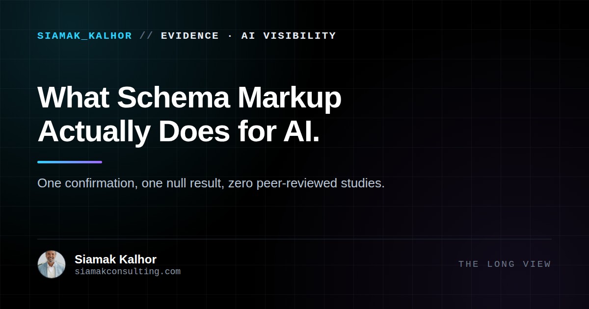 Cover image for the article: What Schema Markup Actually Does for AI