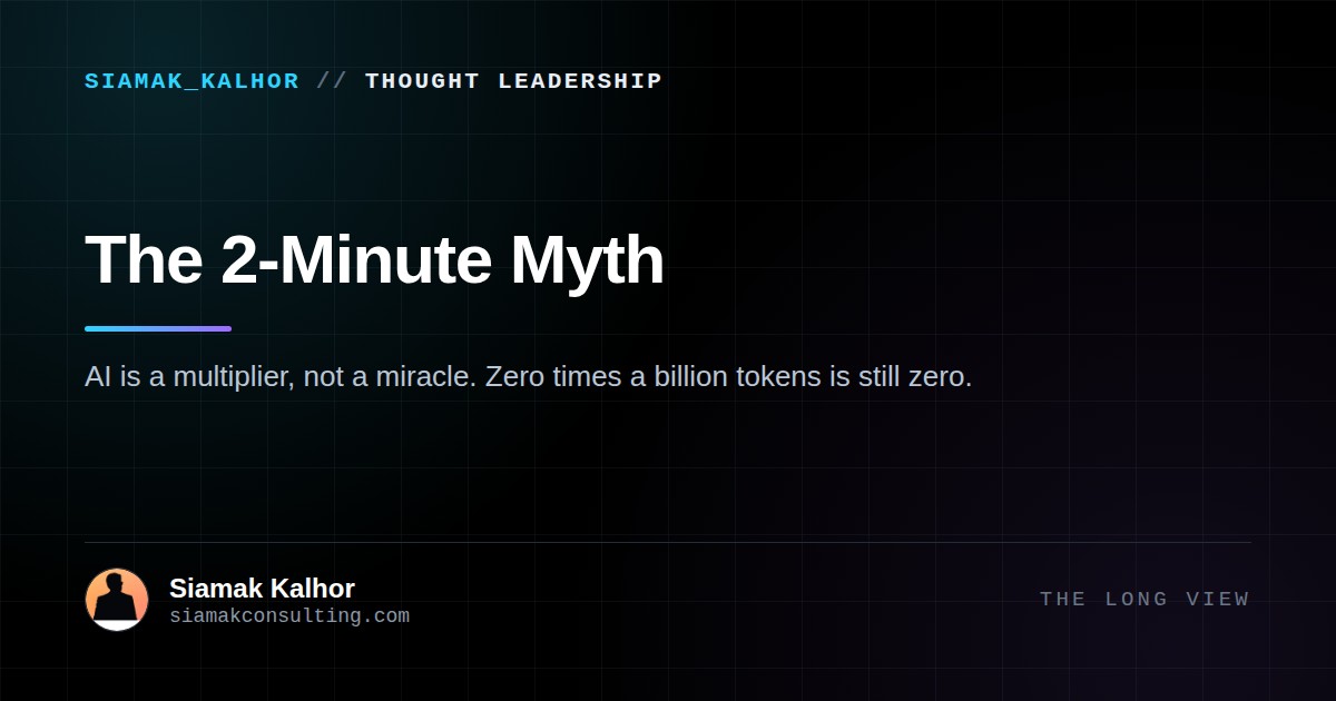 Cover image for the article: The 2-Minute Myth: Why “AI Experts” Build Faster Failures