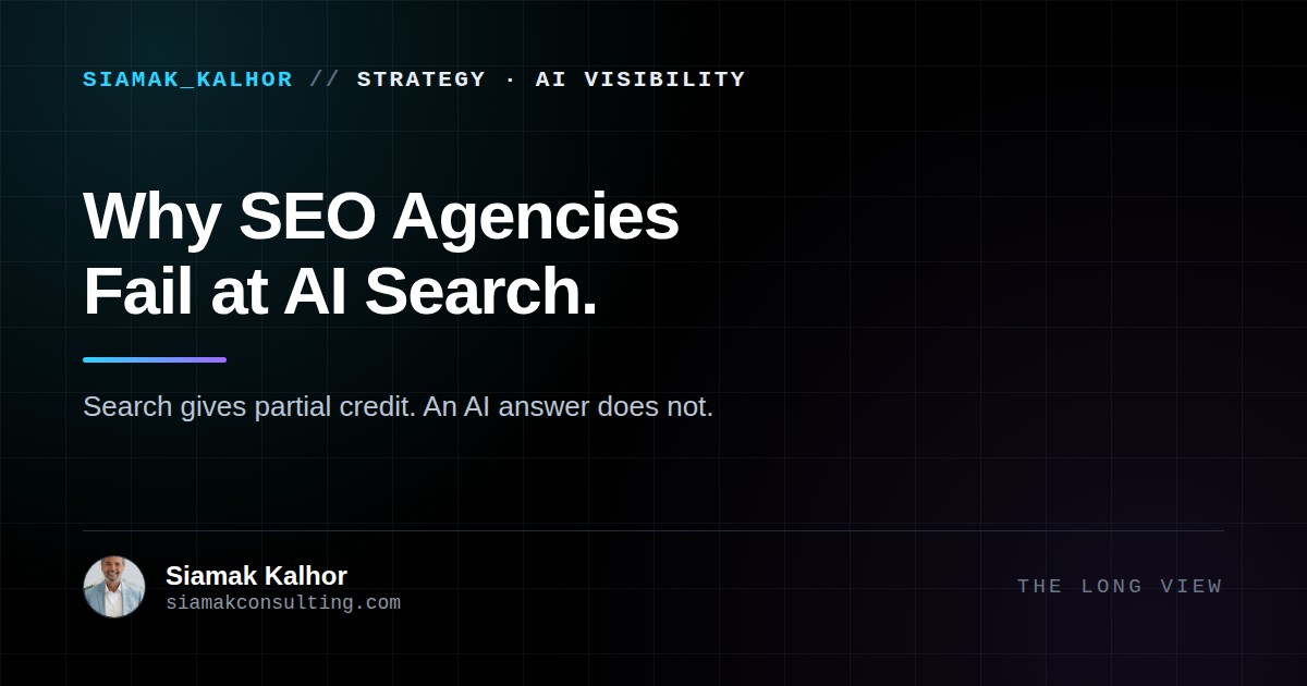 Cover image for the article: Why SEO Agencies Fail at AI Search
